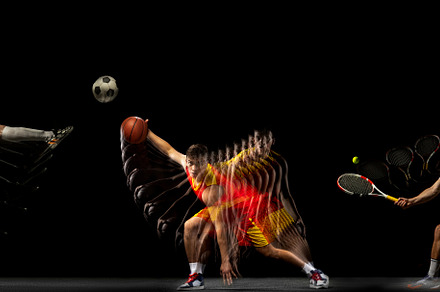 Collage of images of proffesional soccer football, basketball and tennis player, a Sports & Recreation Photo by Volodymyr Melnyk