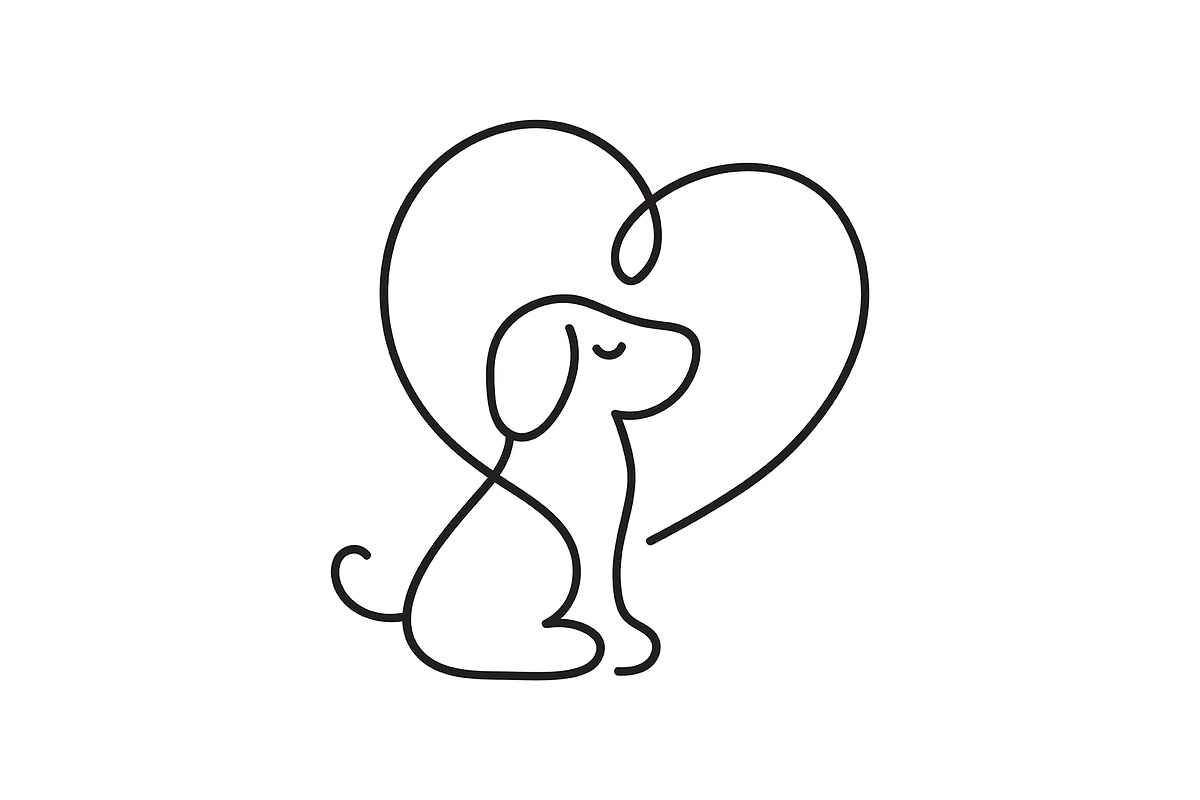 Love animal logo with dog and heart, an Object Graphic by HappyStories
