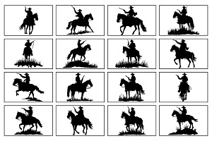 Cowboy On Horse Silhouette Vector, a Person Illustration by Unique Design Team