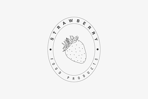 Floral Strawberry Fruits Logo