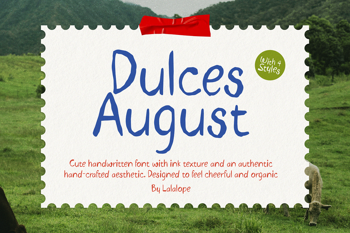 Dulces August Cute Handwritten Font, a Handwritten Font by Lalalope (Photo 1 of 13)