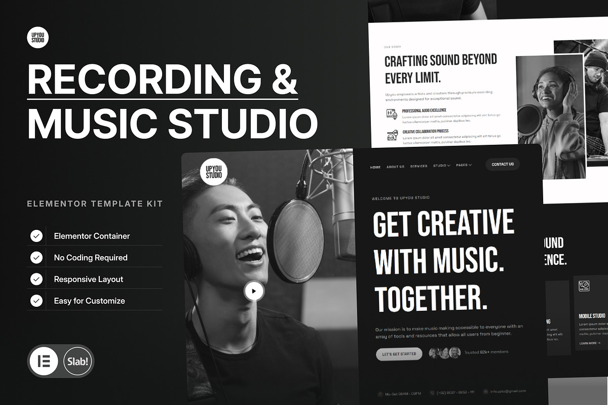 Recording & Music Studio Elementor, a WordPress Template by SLAB! Design (Photo 1 of 5)