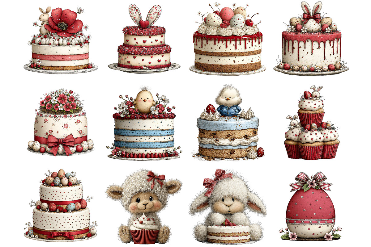 Watercolor Easter Cake Clipart Bundl, an Illustration by DreamArtGraphic (Photo 2 of 4)
