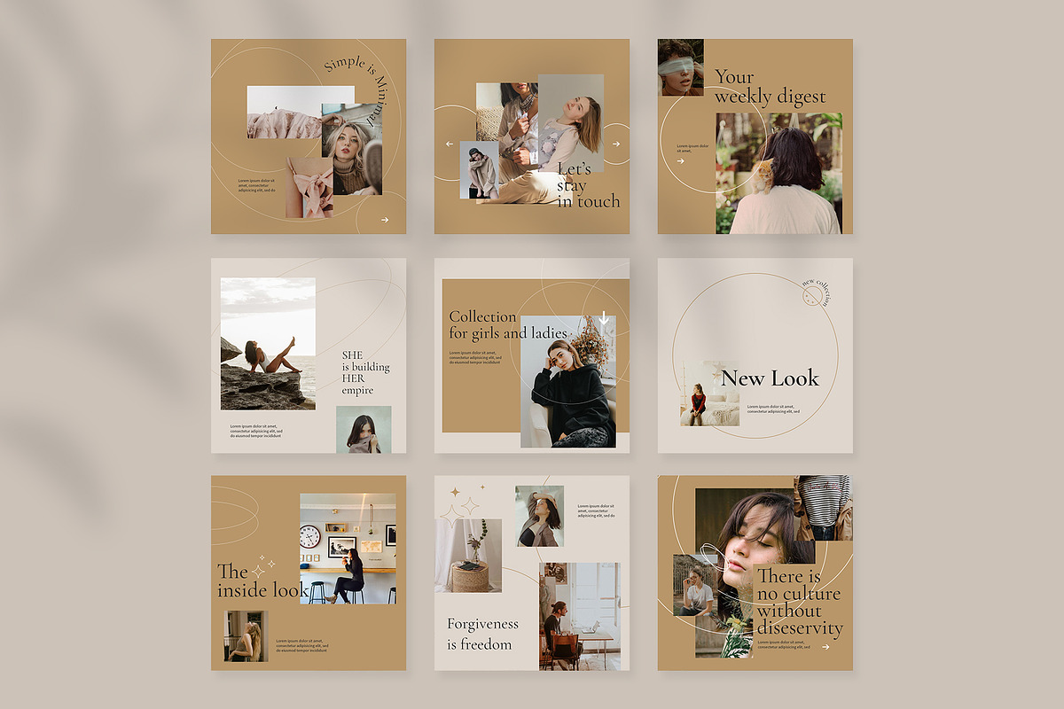 130 Minimalist Instagram Bundle, a Social Media Template by Azruca