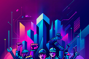 Workers day modern poster illustration, a Work Illustration by DanFLCreativo