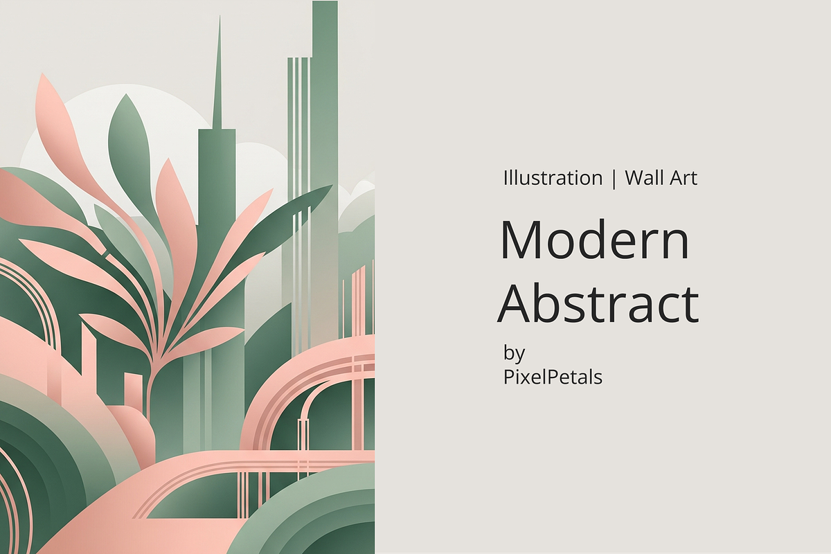 Tropical Abstract Art Deco Palm Art, an Illustration by pixelpetals (Photo 1 of 4)