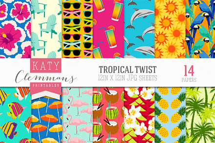 Tropical Twist digital paper pack
