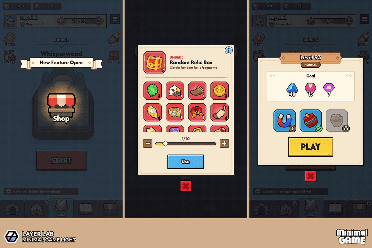 GUI Pro - Minimal Game Light, an UI Kit Template by LAYERLAB (Photo 20 of 51)