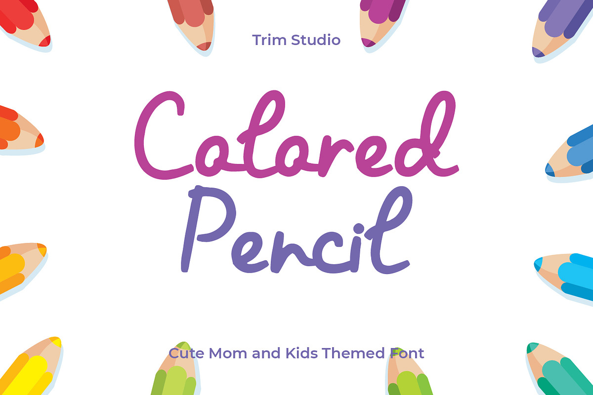 Colored Pencil - Kids Script, a Handwritten Font by TrimStudio (Photo 1 of 8)