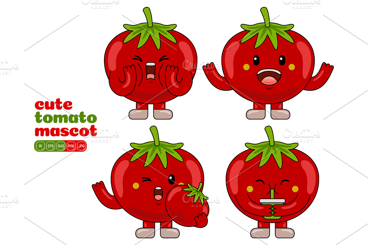 Tomato Mascot Cartoon Character, an Illustration by MEDZ (Photo 5 of 5)