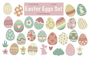 Easter eggs clipart & paper set, an Illustration by Poppymoondesign (Thumbnail 1 of 5)