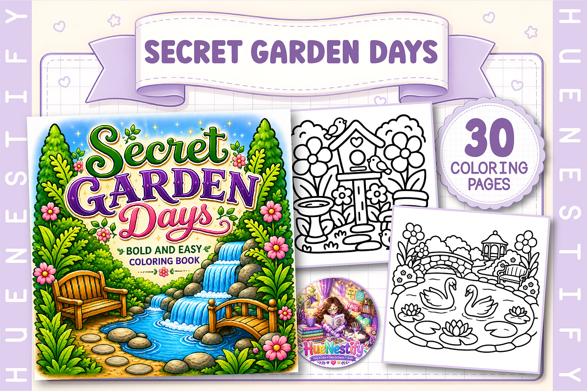 Secret Garden Days Coloring Book, a Seasonal Illustration by HueNestify (Photo 1 of 4)