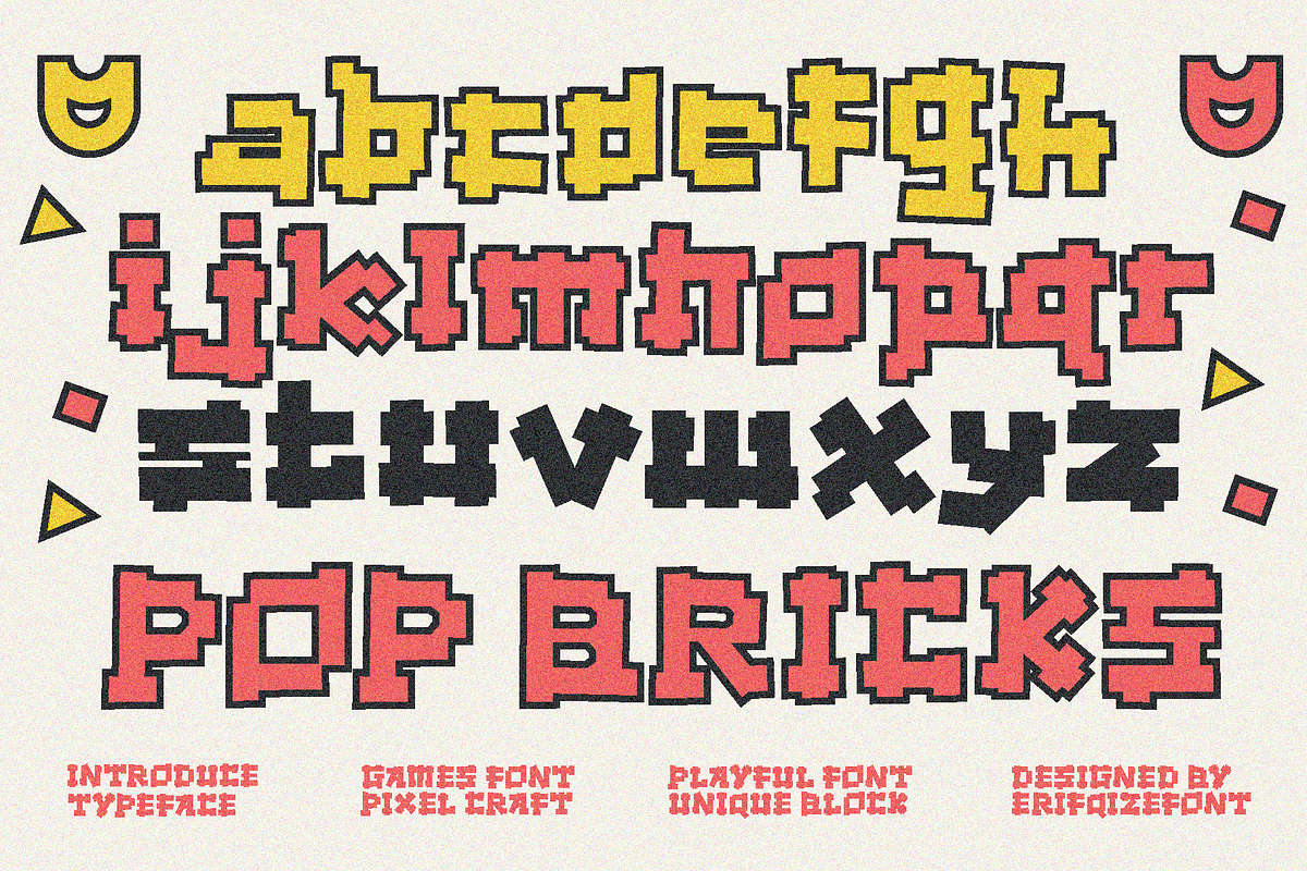 Pop Bricks Font, a Font by Erifqizefont (Photo 3 of 10)
