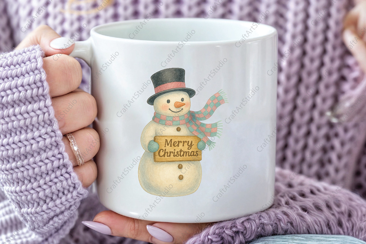 Snowman Pink Scarf Christmas PNG, an Illustration by CraftArtStudio (Photo 2 of 4)