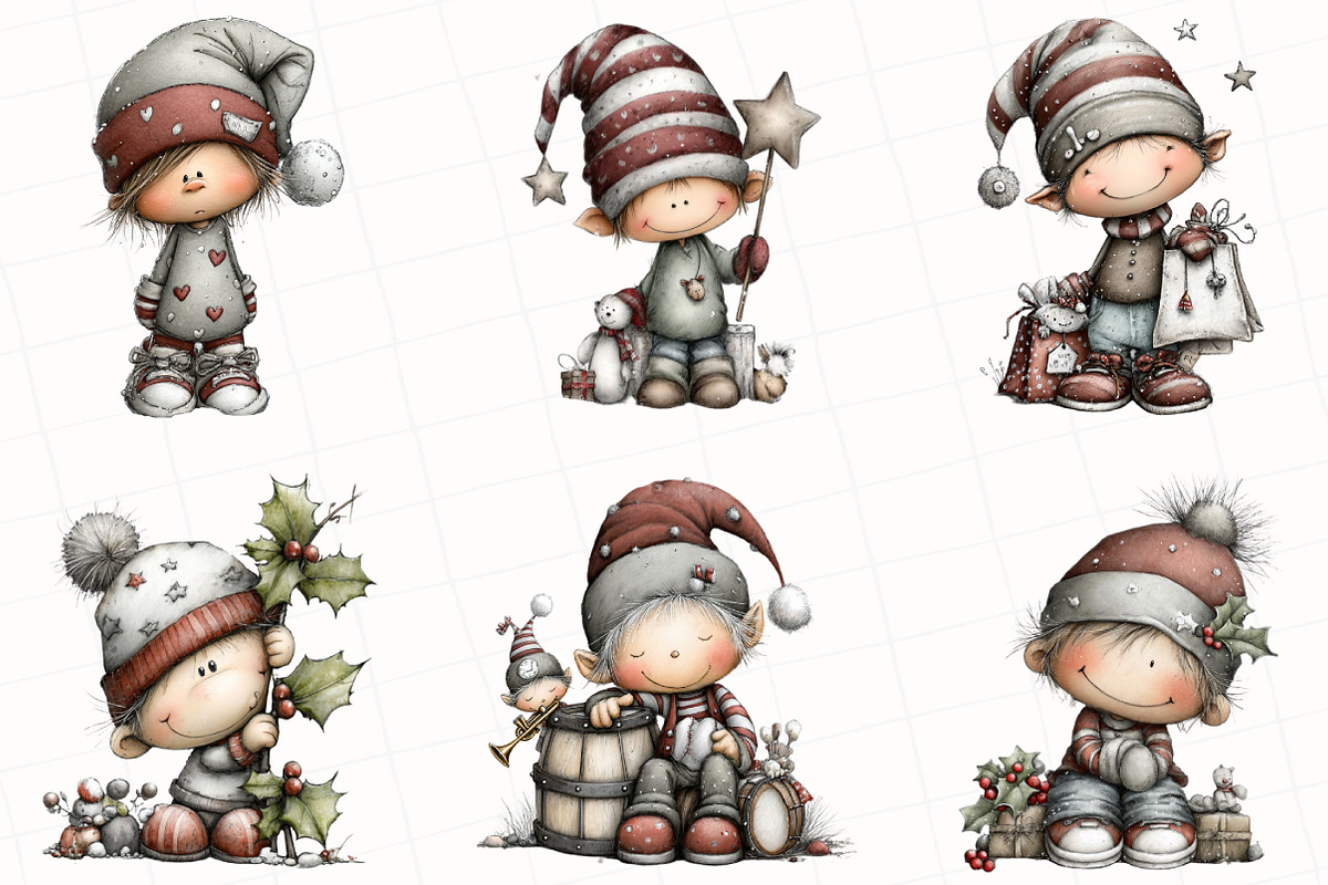 Whimsical Elf Clipart Bundle, an Illustration by OK Design (Photo 4 of 6)