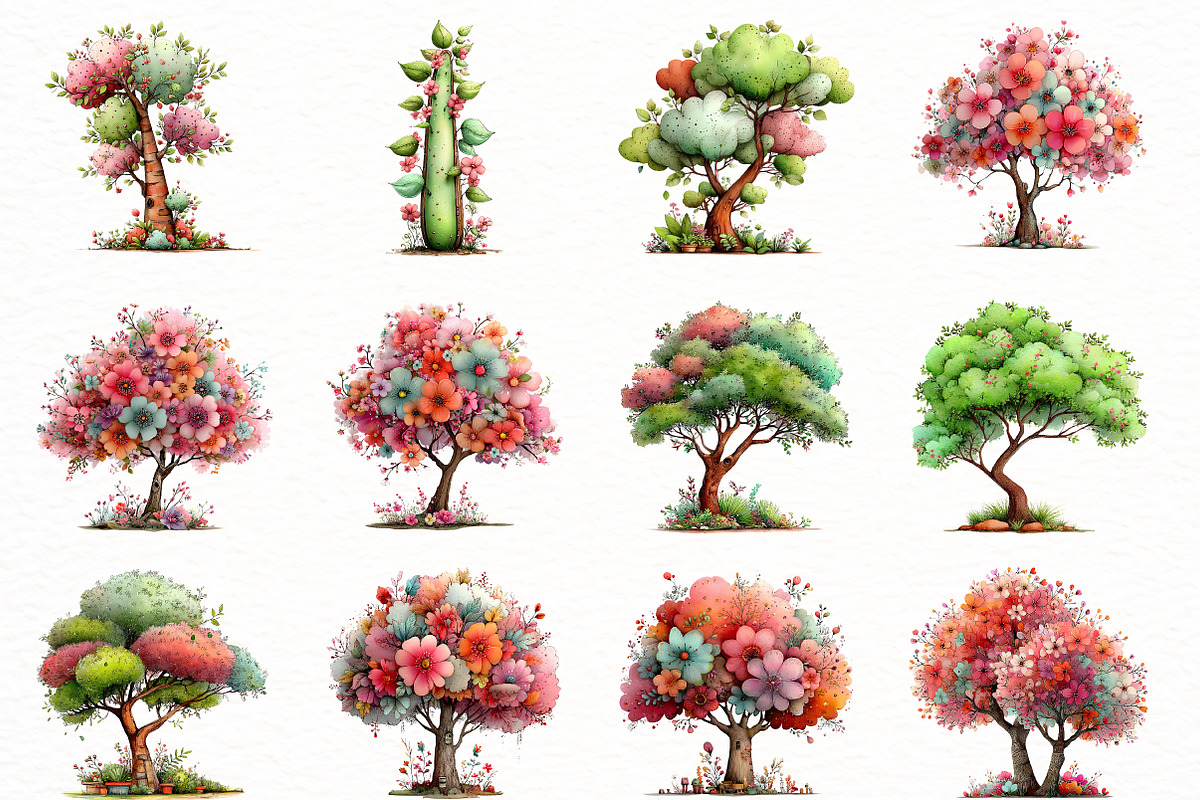 Whimsical Spring Trees Clipart, an Illustration by Designworld (Photo 3 of 5)