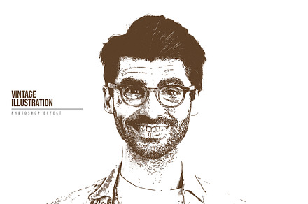 Vintage Illustration PS Effect V1, a Brushes & More by INTENTFX