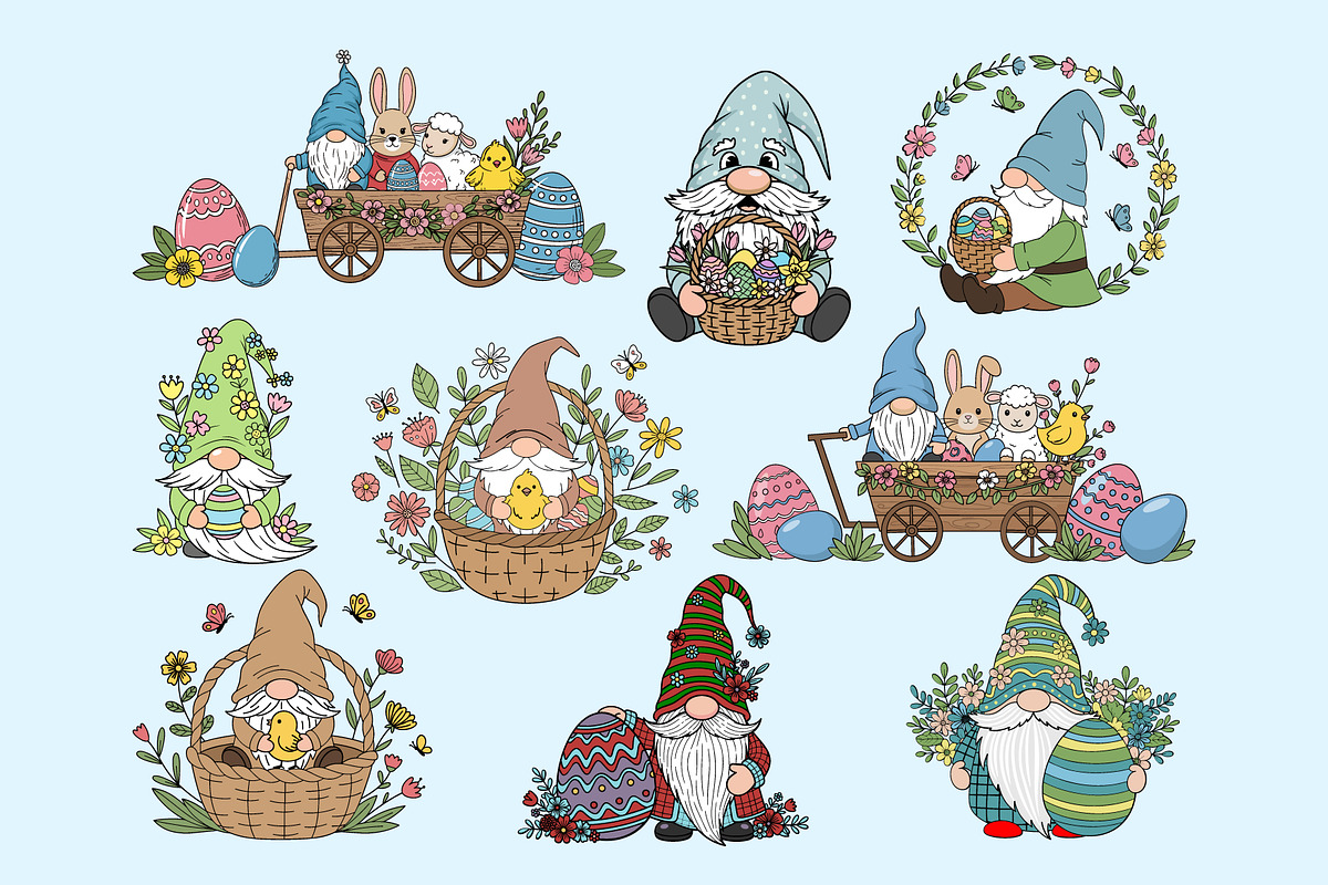 Easter Gnome Clipart Set, a Graphic by T-shirt Pond (Photo 1 of 9)