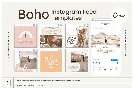 Boho Instagram Feed Canva Templates