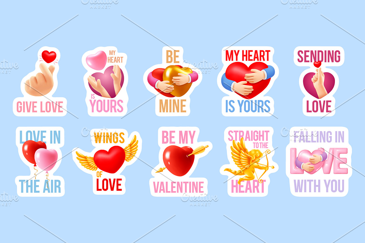Valentine's Day Stickers Set, a Decorative Illustration by Vector beauty (Photo 3 of 6)