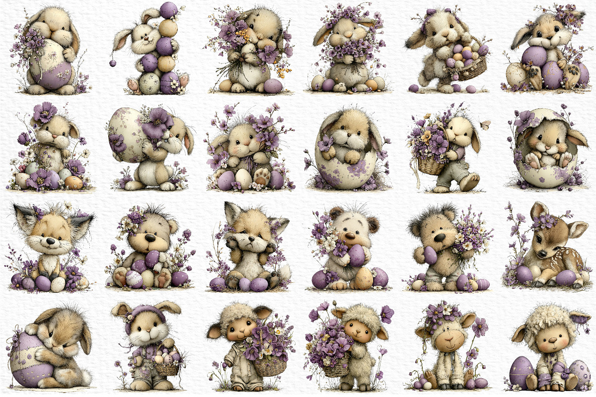 Whimsical Easter Animals Clipart, an Illustration by Craft Nest (Photo 6 of 12)