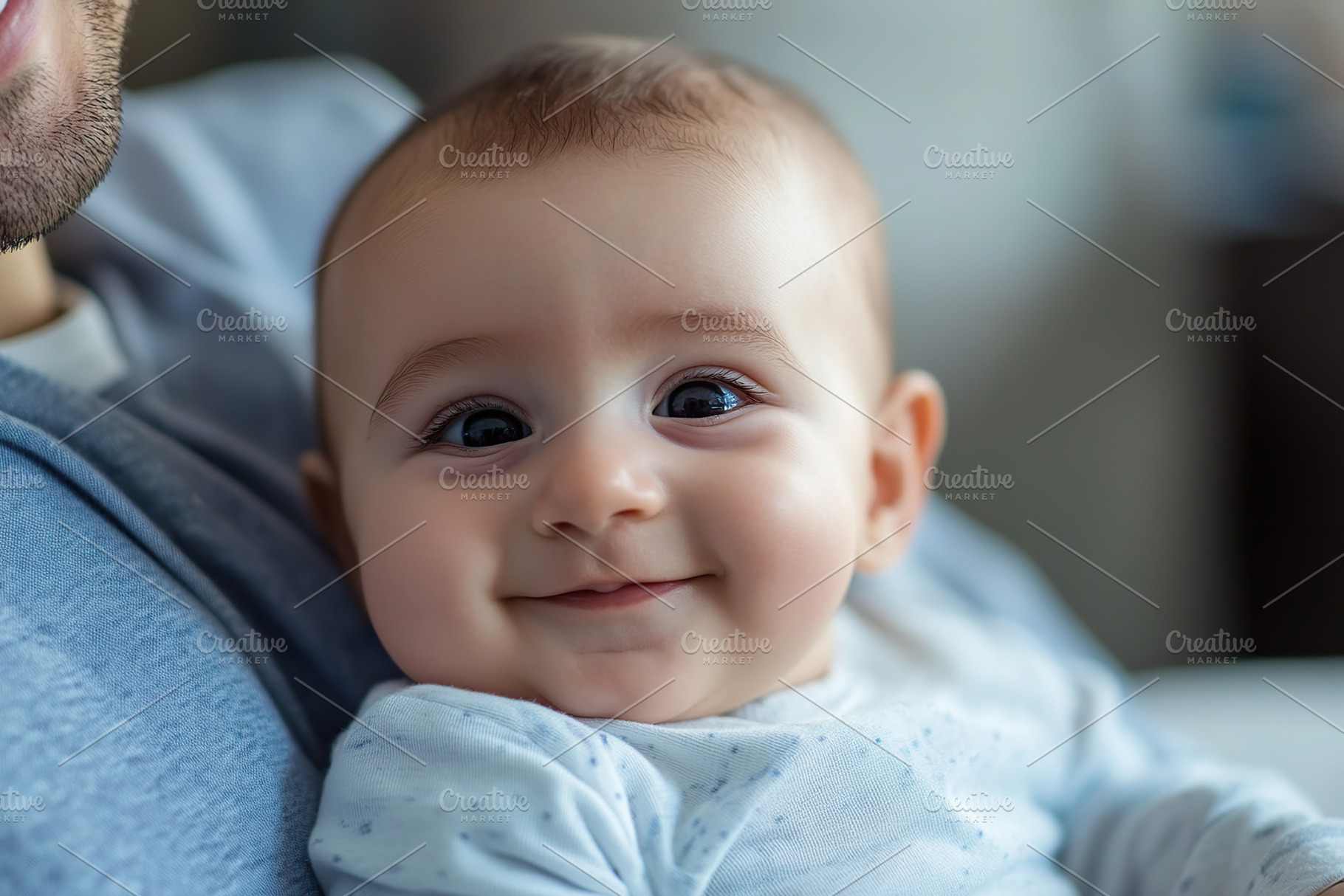 Smiling baby enjoying time with parent indoors, a Person Photo by AlyaAnd