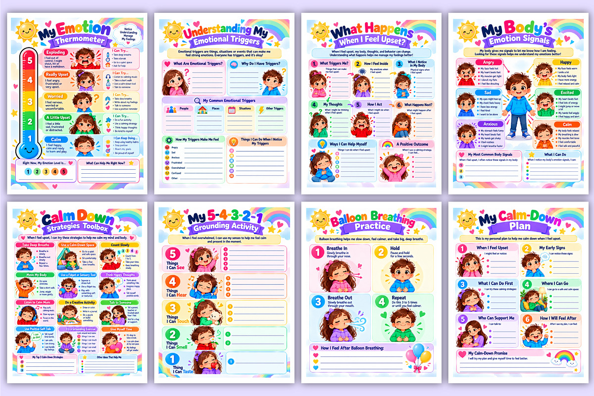 Emotional Regulation Workbook Kids, a Stationery Template by Mustafiz (Photo 3 of 4)
