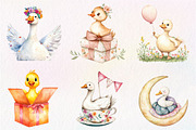 Watercolor Baby White Goose Birthday, an Illustration by CreationArt (Thumbnail 5 of 5)