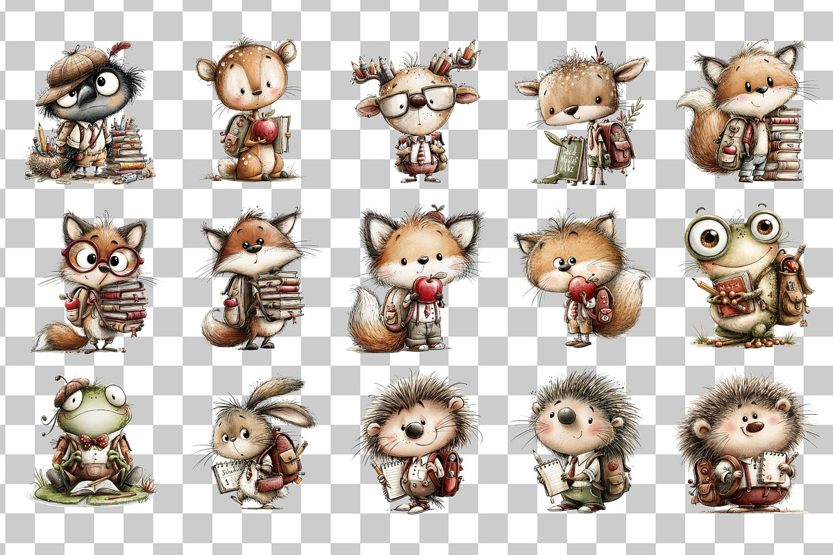 Back To School Animals PNG Clipart, an Animal Illustration by Nicolle's Colorful Art (Photo 3 of 6)