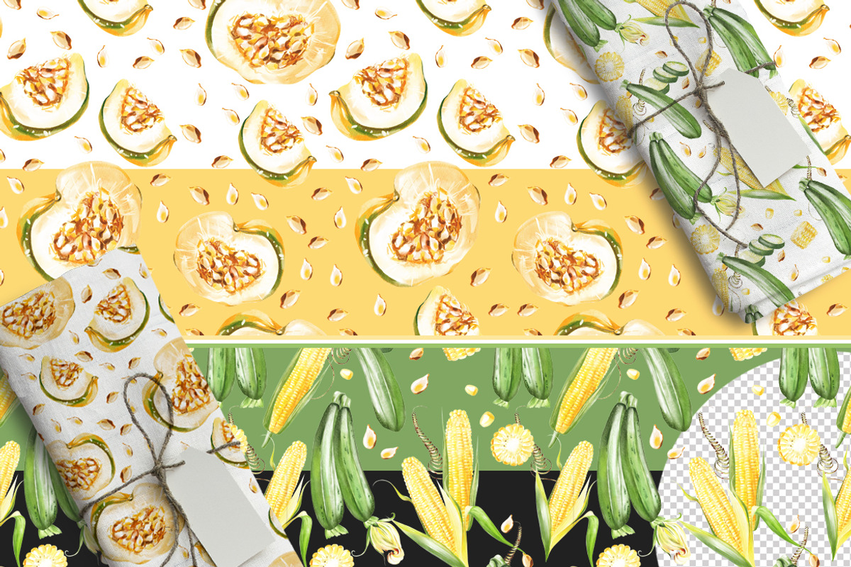 Watercolor Vegetables Pattern, a Pattern Graphic by Knopazyzy (Photo 4 of 7)