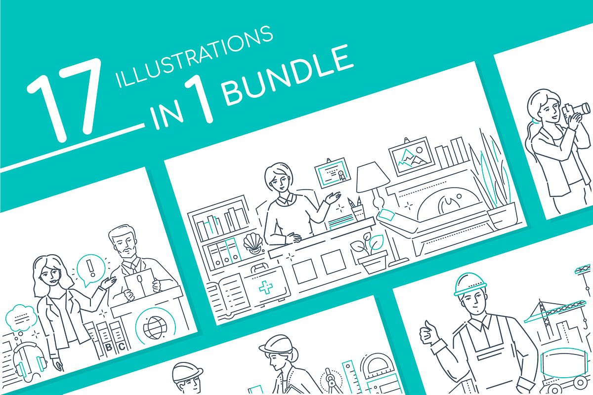 Services Line Illustrations Bundle, an iPhone Mockup by Boyko Pictures (Photo 2 of 15)