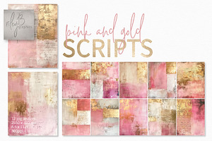 Pink And Gold Scripts Paintings