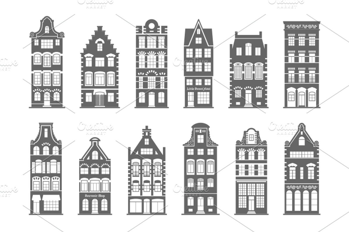 Set of 12 shapes Amsterdam houses, a Decorative Illustration by Primula`s shop (Photo 2 of 2)