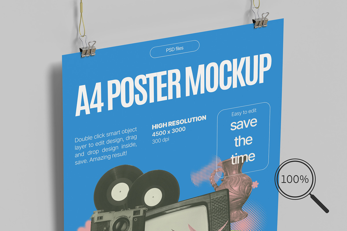 A4 Poster Mockups, an Advertising Mockup by graphiccrew (Photo 7 of 16)