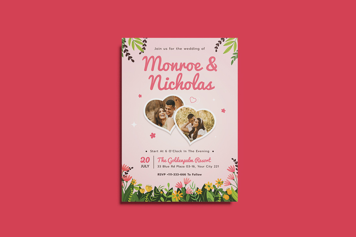 Floral Life Wedding Invitation, an Invitation Template by iDoodle Studio (Photo 3 of 4)