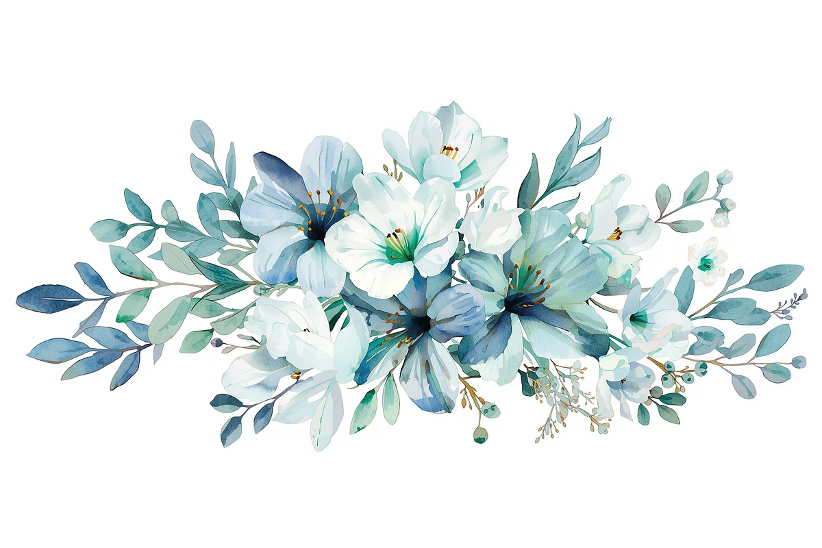 Elegant Blue Floral Clipart, an Illustration by jahid234 (Photo 11 of 11)