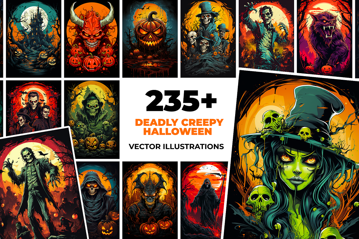 Deadly Creepy Halloween Vectors, an Illustration by Fresh Design Elements (Photo 1 of 13)