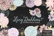 Pastel Dahlia Flowers Clipart, an Illustration by Amanda Ilkov (Thumbnail 2 of 4)