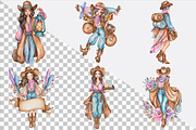 Watercolor Cute Cowgirl Clipart Bund, an Illustration by SVGArt (Thumbnail 4 of 9)