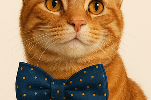 Ginger Tabby in Navy Bow Tie, an Animal Photo by TheSimpleCreator