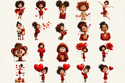 Quirky Valentines Girl Clipart, an Illustration by DreamCafeArt (Thumbnail 2 of 6)