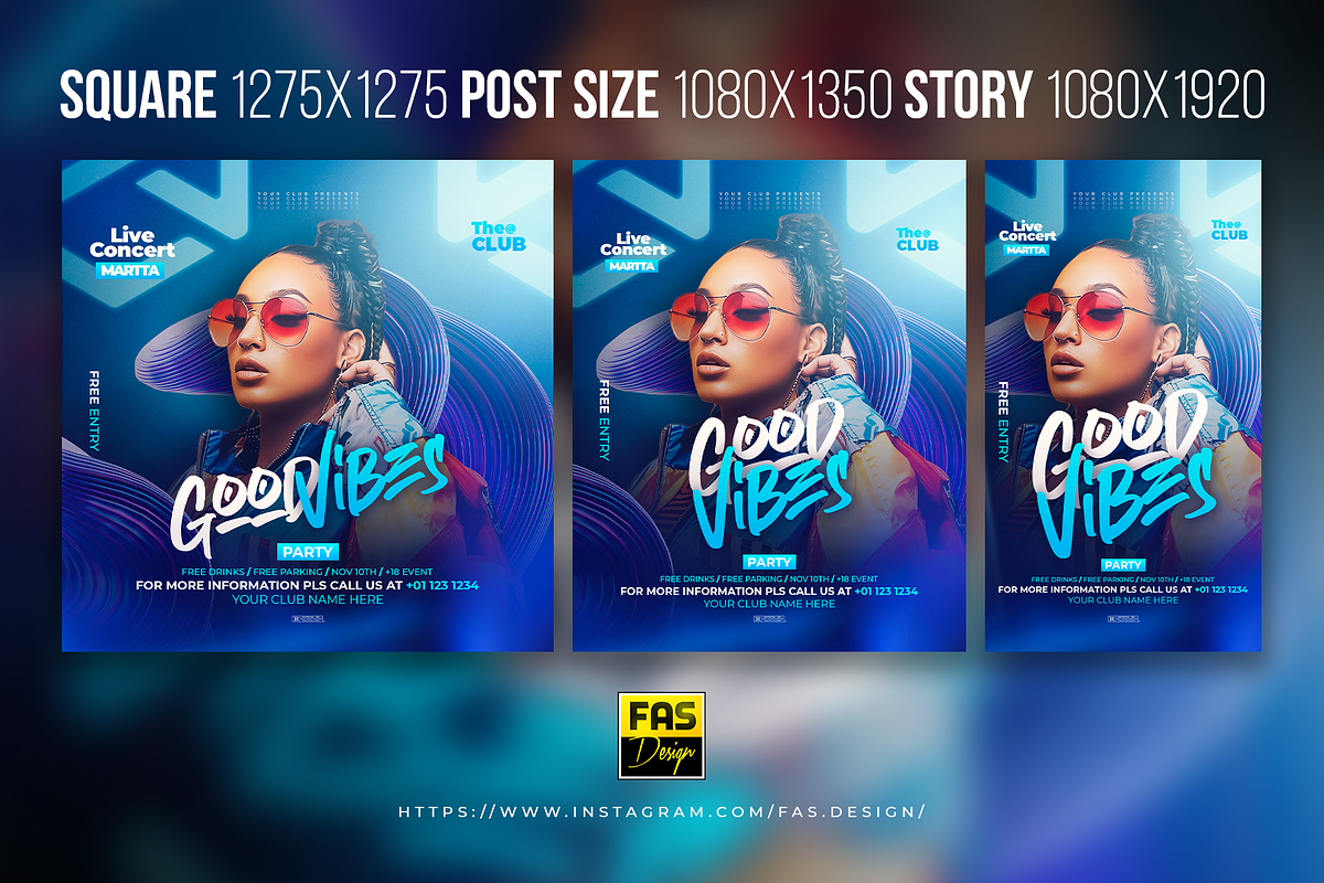 Good Vibes Flyer Template, a Social Media Template by FAS-DESIGN (Photo 1 of 4)