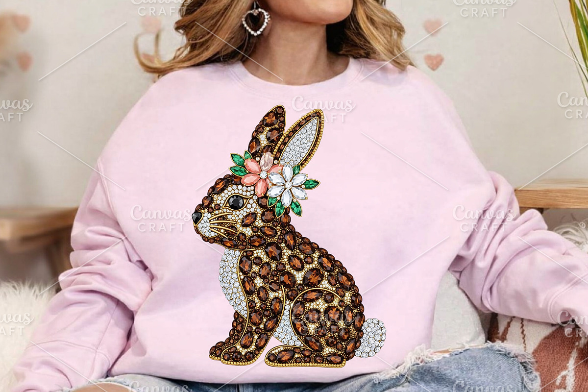 Rhinestone Easter Bunny PNG, an Illustration by Canvas Craft (Photo 5 of 6)