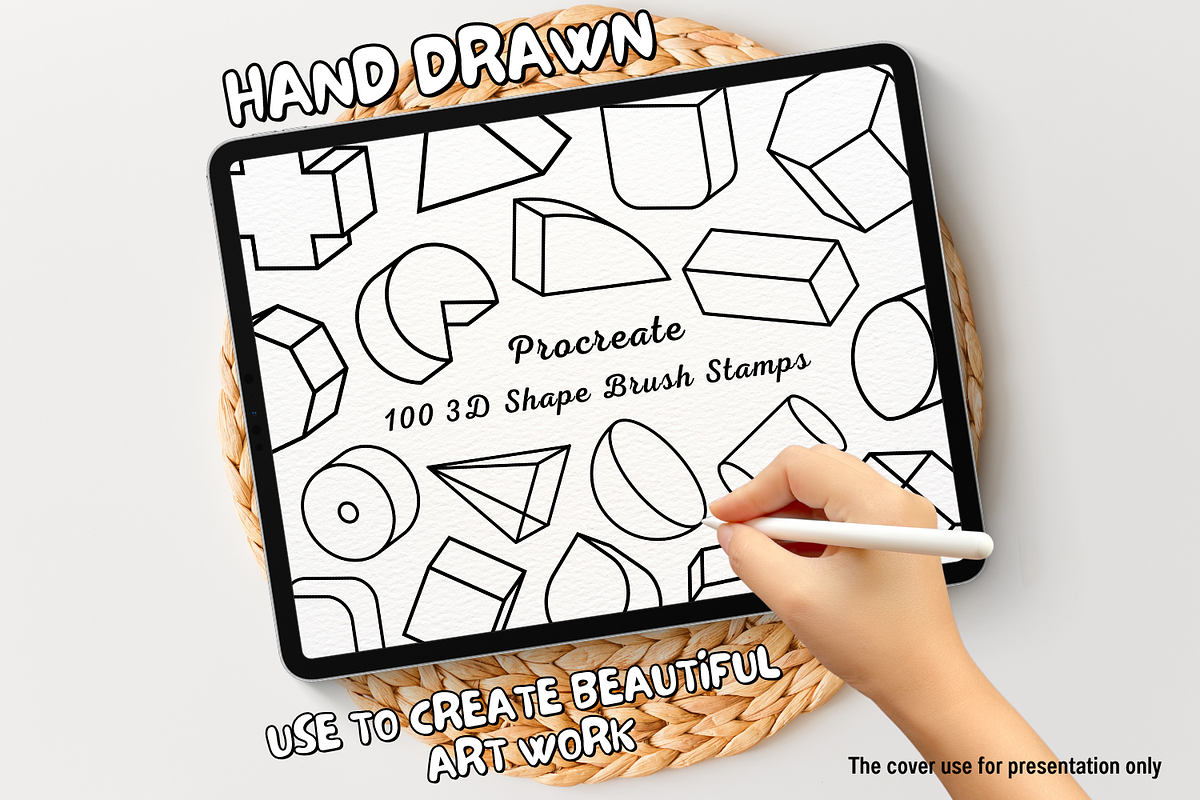 100 3D Shape Procreate Stamps, a Brush Add-On by Painter Creative Books (Photo 1 of 9)