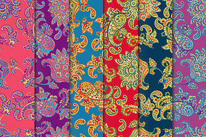 6 Paisley Seamless Floral patterns