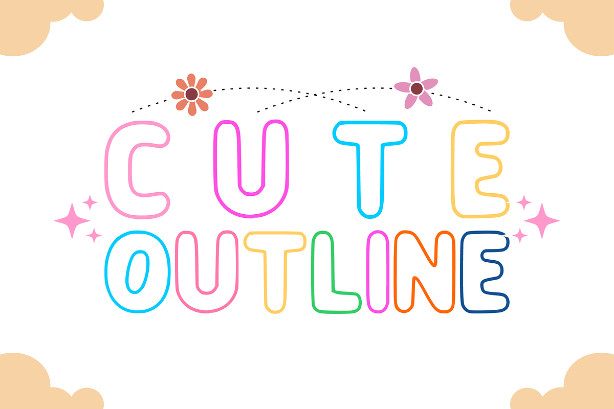 Cute Outline - Outline Font Types, a Font by KiddoGlyphs Studio (Photo 1 of 4)