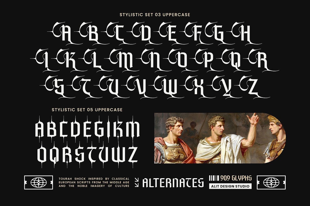 Tourah Shock Typeface, a Blackletter Font by alit design (Photo 11 of 17)
