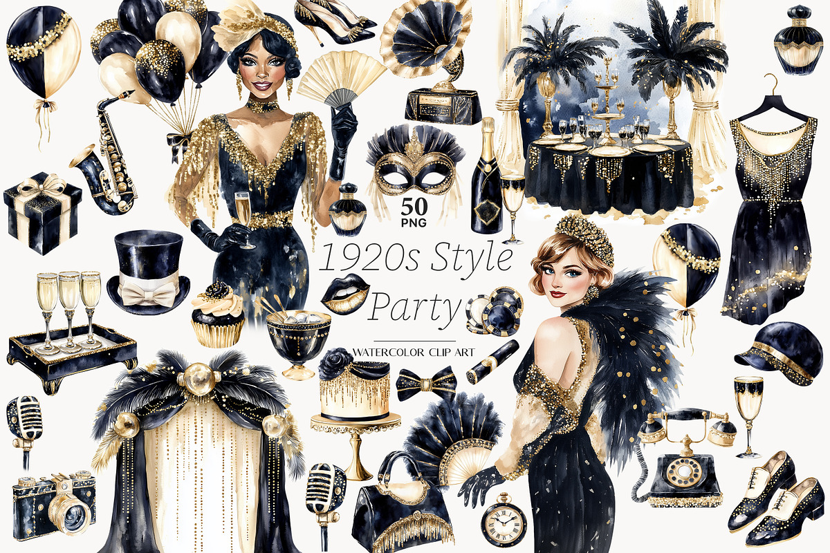 Roaring 20s Clipart Gatsby Party Art, a Person Illustration by GlamArtZhanna (Photo 1 of 8)