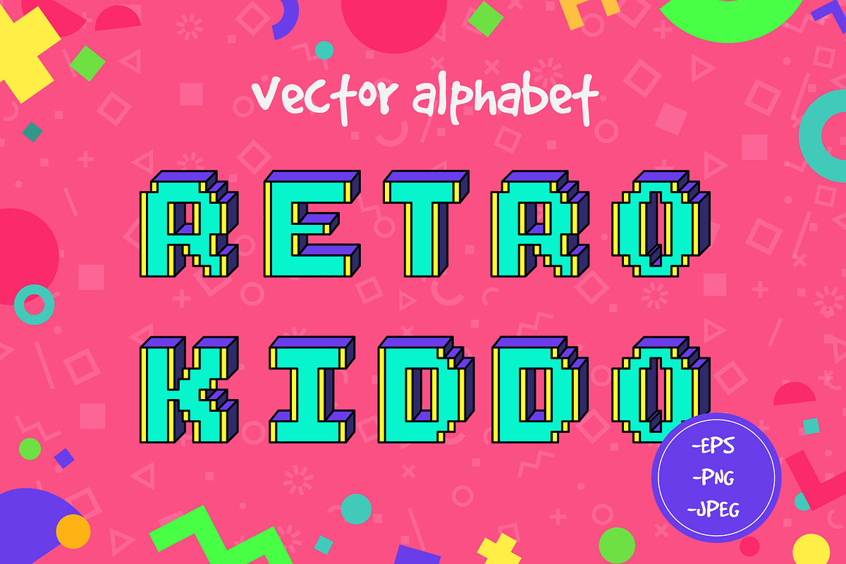 Retro kiddo vector alphabet