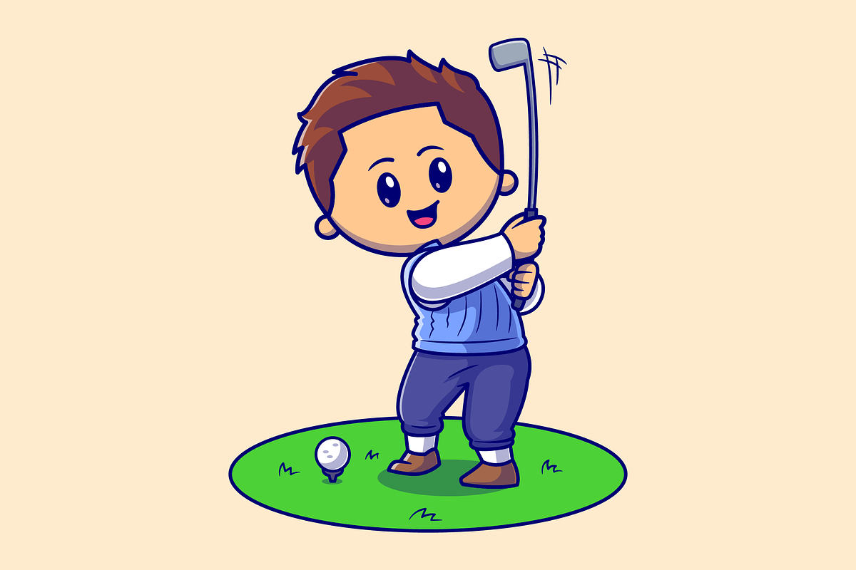 Cute Man Playing Golf Cartoon, a Sport Illustration by Catalyst Labs